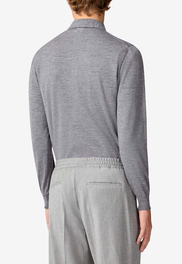 Lardini Long-Sleeved Wool Polo T-shirt Gray CNLPML61_GREY