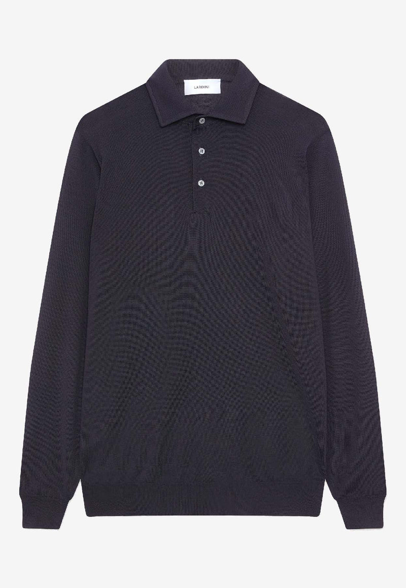 Lardini Long-Sleeved Wool Polo T-shirt Navy CNLPML61_NAVY