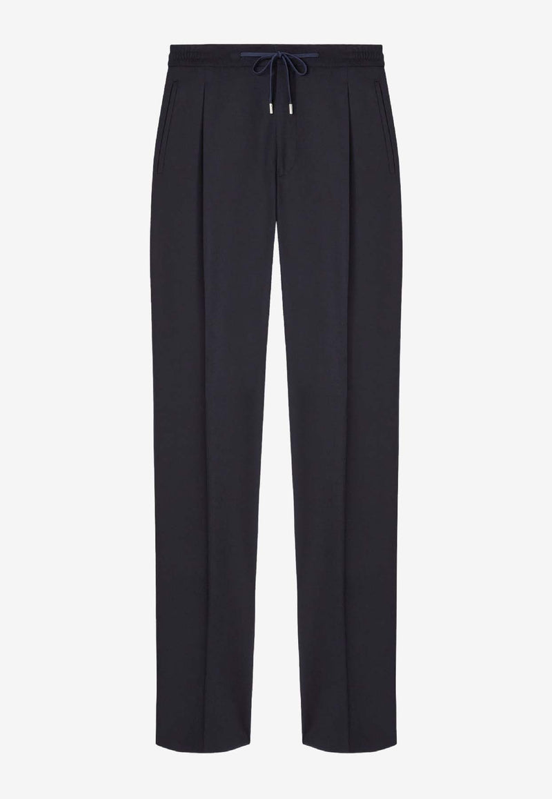 Lardini Wool Tailored Pants with Pleats Navy CNMIAMI_NAVY