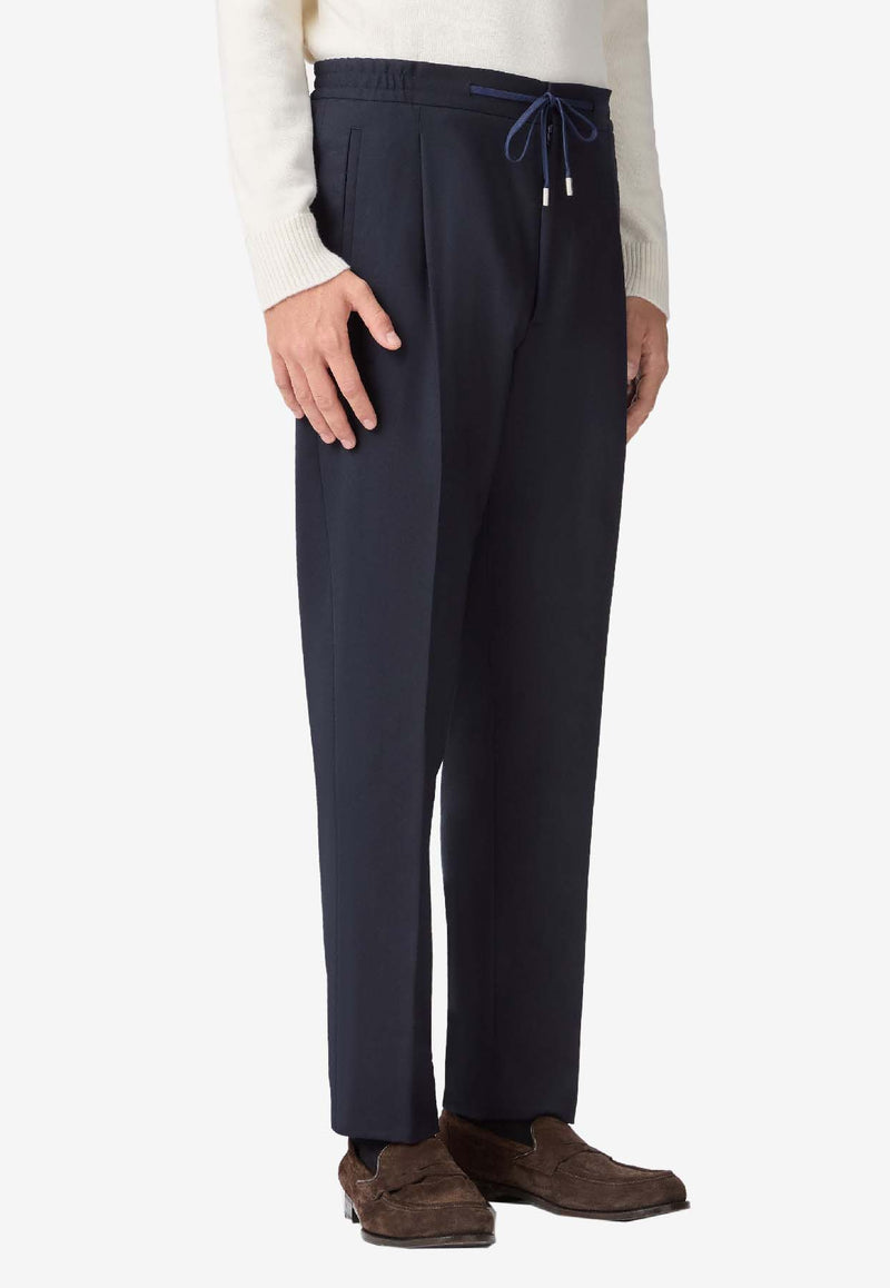 Lardini Wool Tailored Pants with Pleats Navy CNMIAMI_NAVY