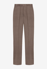 Lardini Wool Tailored Pants with Pressed-Crease Brown CNPALUK_LIGHT BROW