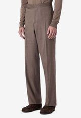 Lardini Wool Tailored Pants with Pressed-Crease Brown CNPALUK_LIGHT BROW