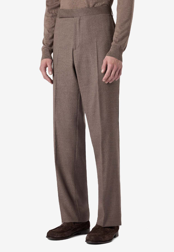 Lardini Wool Tailored Pants with Pressed-Crease Brown CNPALUK_LIGHT BROW