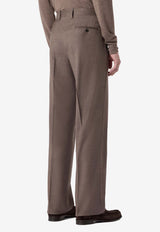 Lardini Wool Tailored Pants with Pressed-Crease Brown CNPALUK_LIGHT BROW