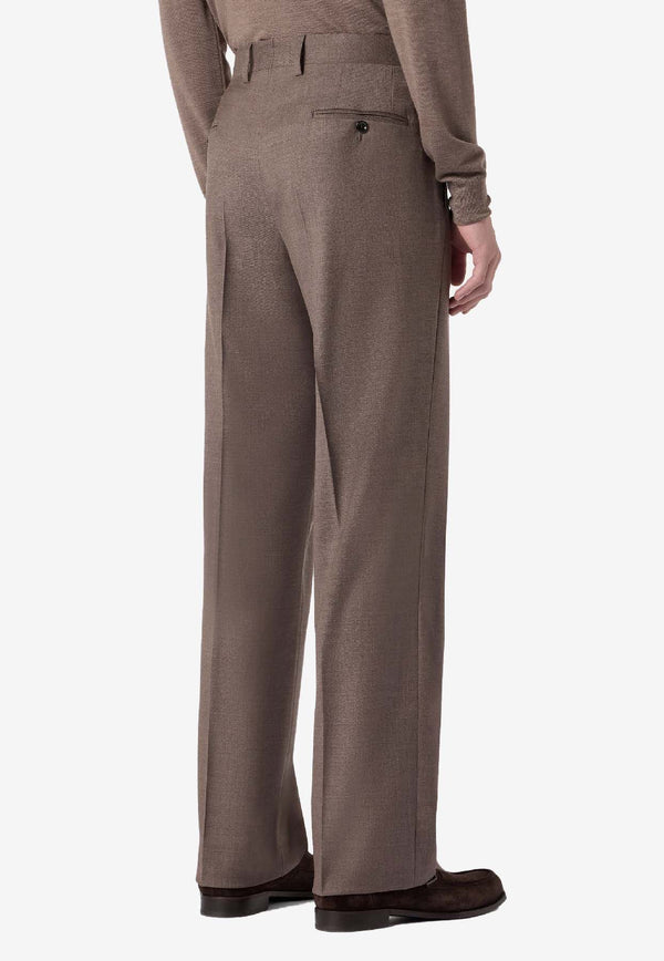 Lardini Wool Tailored Pants with Pressed-Crease Brown CNPALUK_LIGHT BROW