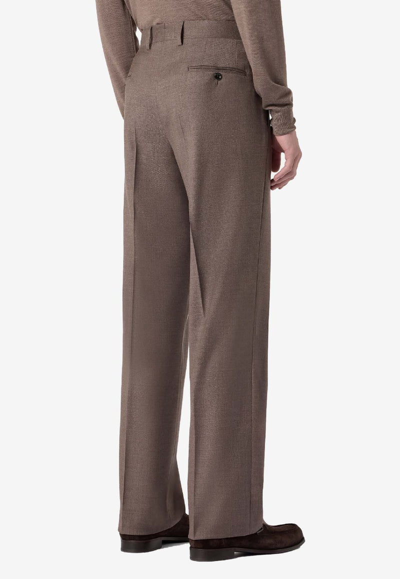 Lardini Wool Tailored Pants with Pressed-Crease Brown CNPALUK_LIGHT BROW