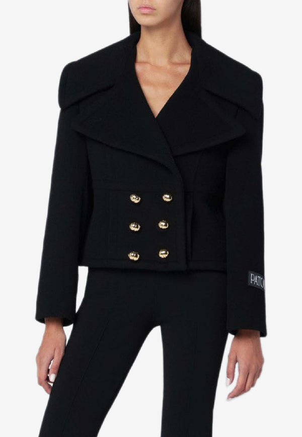 Patou Double-Breasted Cropped Wool Coat Black CO0310217WO/R_PATOU-999B