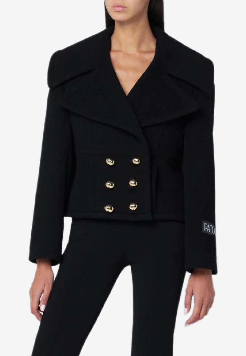 Patou Double-Breasted Cropped Wool Coat Black CO0310217WO/R_PATOU-999B