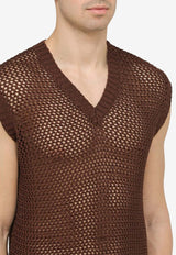 Tagliatore Knitted Sleeveless T-shirt COBENPWE24-02/O_TAGLT-BROWN Brown