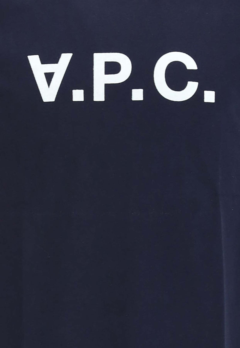A.P.C. Logo Print Crewneck T-shirt Navy COBQX_H26943_IAK
