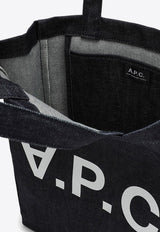 A.P.C. Laure Logo Print Denim Tote Bag Blue COCSX-M61445-CO/O_APC-IAI