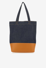 A.P.C. Axelle Denim and Leather Logo Tote Bag Blue CODDP_M61444_CAF