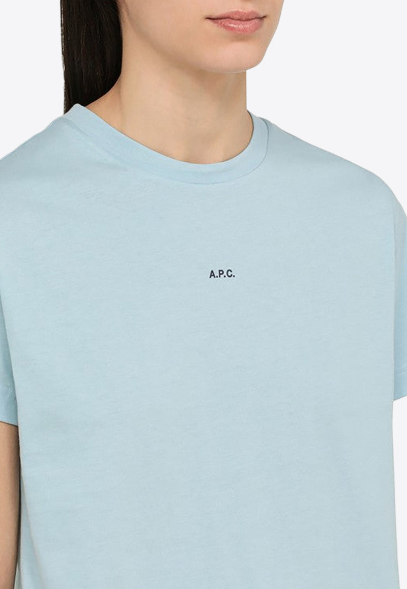 A.P.C. Jen Micro Logo Cropped T-shirt Light Blue COEIO-F26210CO/O_APC-IAB