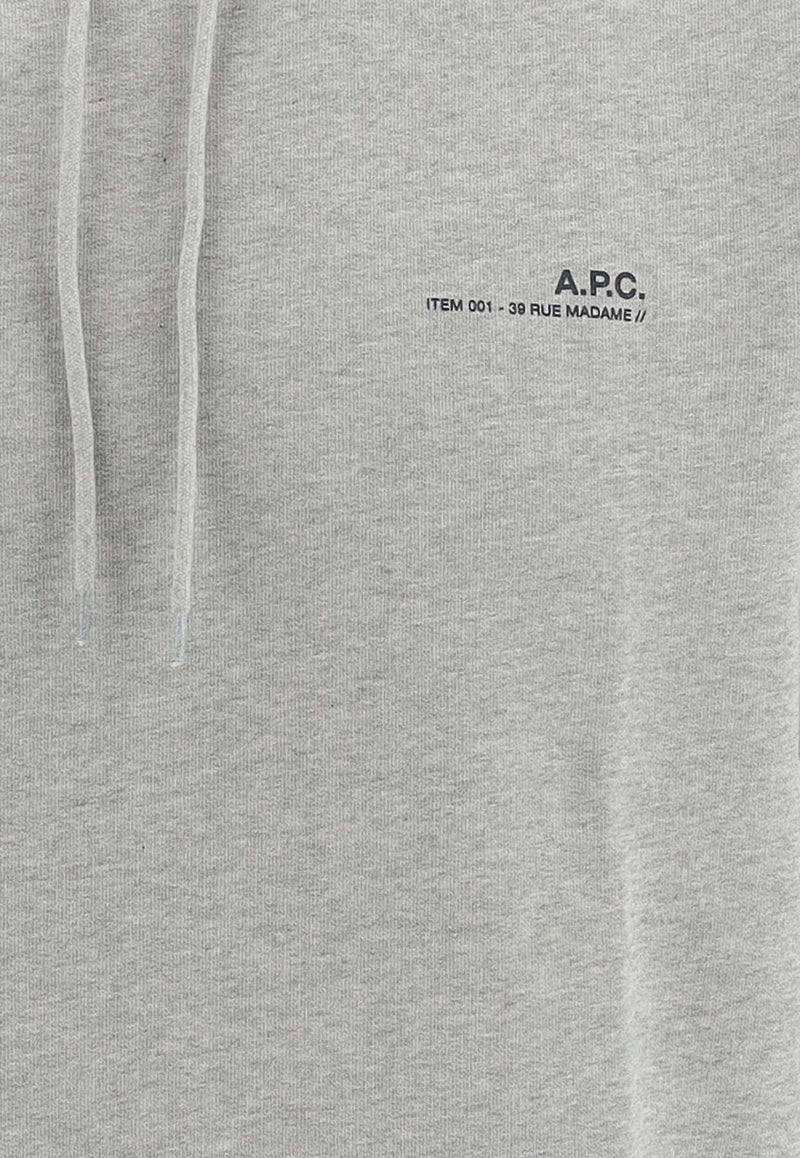 A.P.C. Logo Print Hooded Sweatshirt Gray COFBQ_F27674_PLB