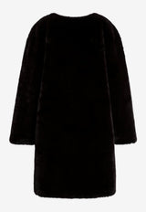 The Frankie Shop Single-Breasted Faux-Fur Coat  Brown COFS21137PL/R_THE-200