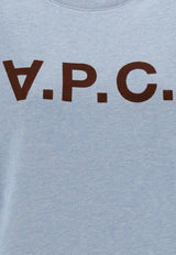A.P.C. Logo Print Crewneck Sweatshirt Blue COGFJ_H27378_IAL