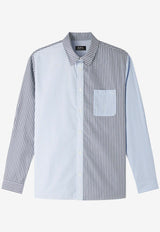 A.P.C. Erwann Striped Long-Sleeved Shirt COGUH-H12602BLUE