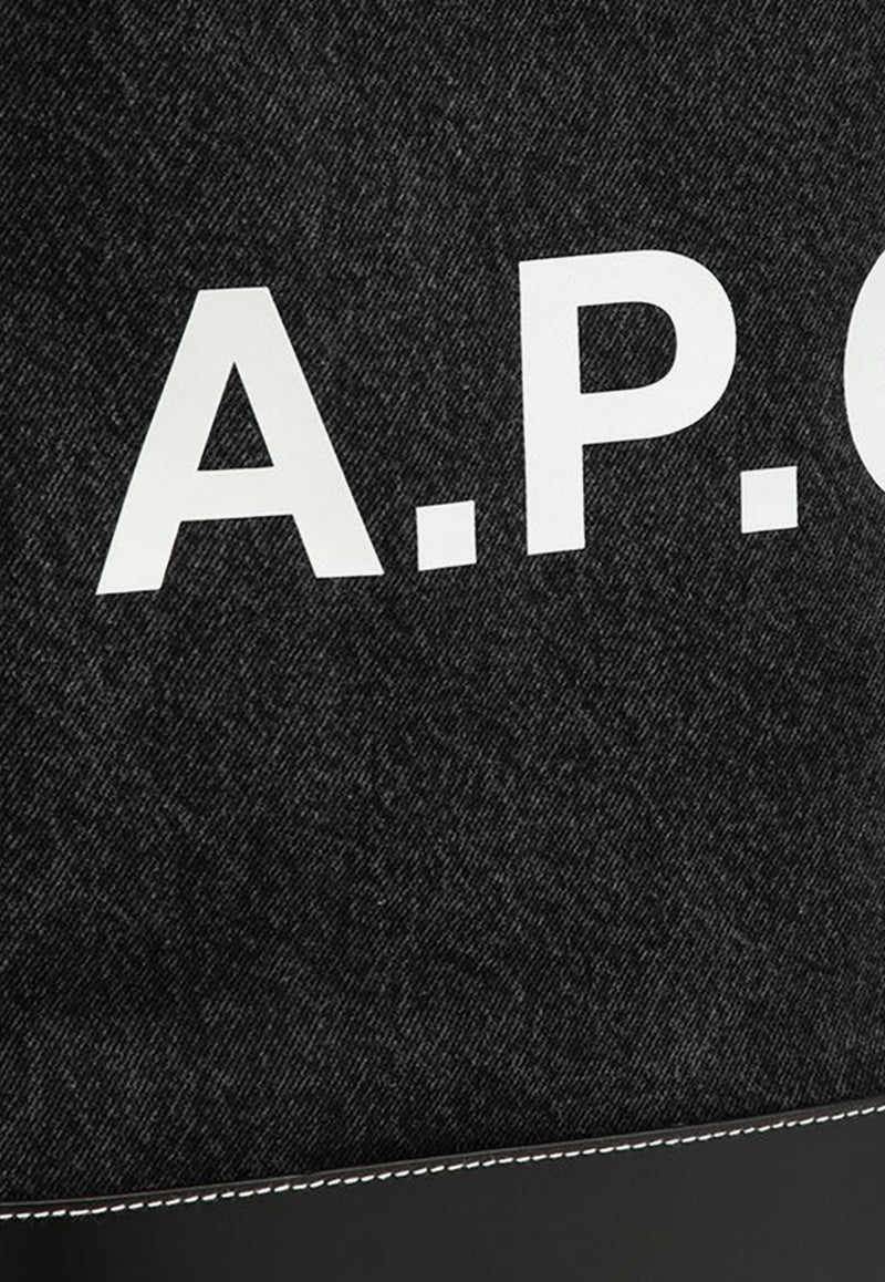 A.P.C. Axel Logo Print Tote Bag Black COGZE-M61444CO/O_APC-LZZ
