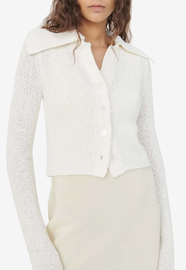 Paris Georgia Collared Cashmere-Blend Cardigan White COLCRD001-WHT_WHITE