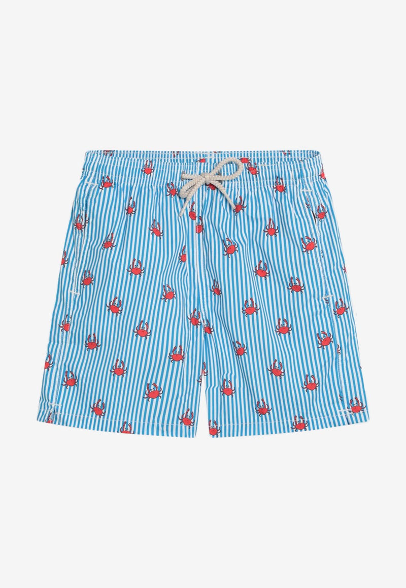 MC2 Saint Barth Kids Boys Crabs Print Swim Shorts Light Blue COM001001409H/Q_MC2-17