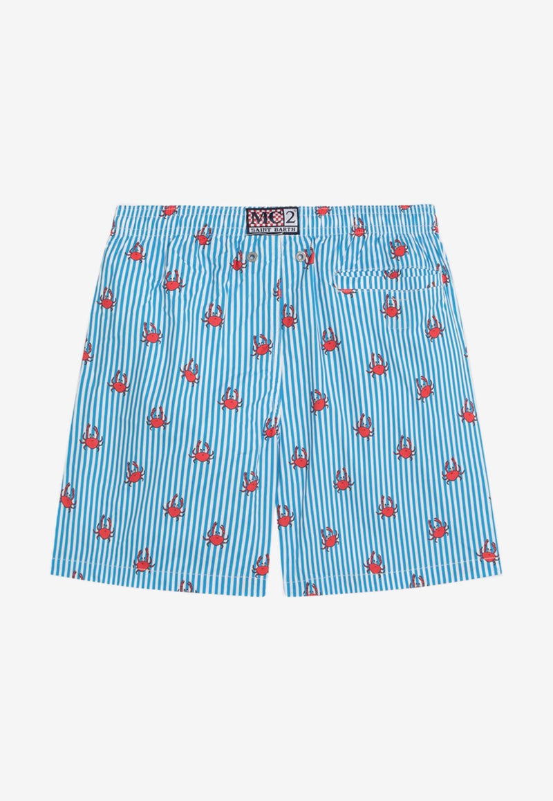 MC2 Saint Barth Kids Boys Crabs Print Swim Shorts Light Blue COM001001409H/Q_MC2-17