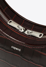 Coperni Swipe Oval-Shaped Hobo Bag in Croc-Embossed Leather Brown COPBA01838LE/O_COPE-BROWN