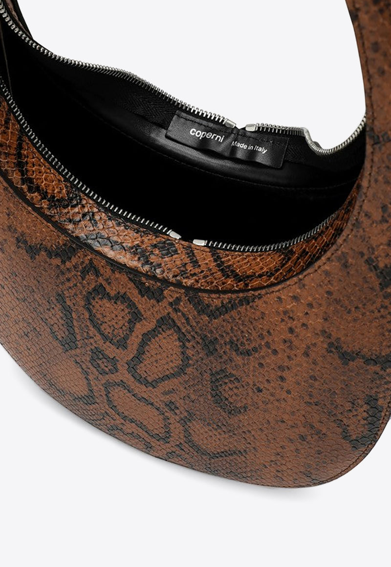 Coperni Mini Swipe Snake Print Leather Hobo Bag Brown COPBA01F6003LE/P_COPE-BRW