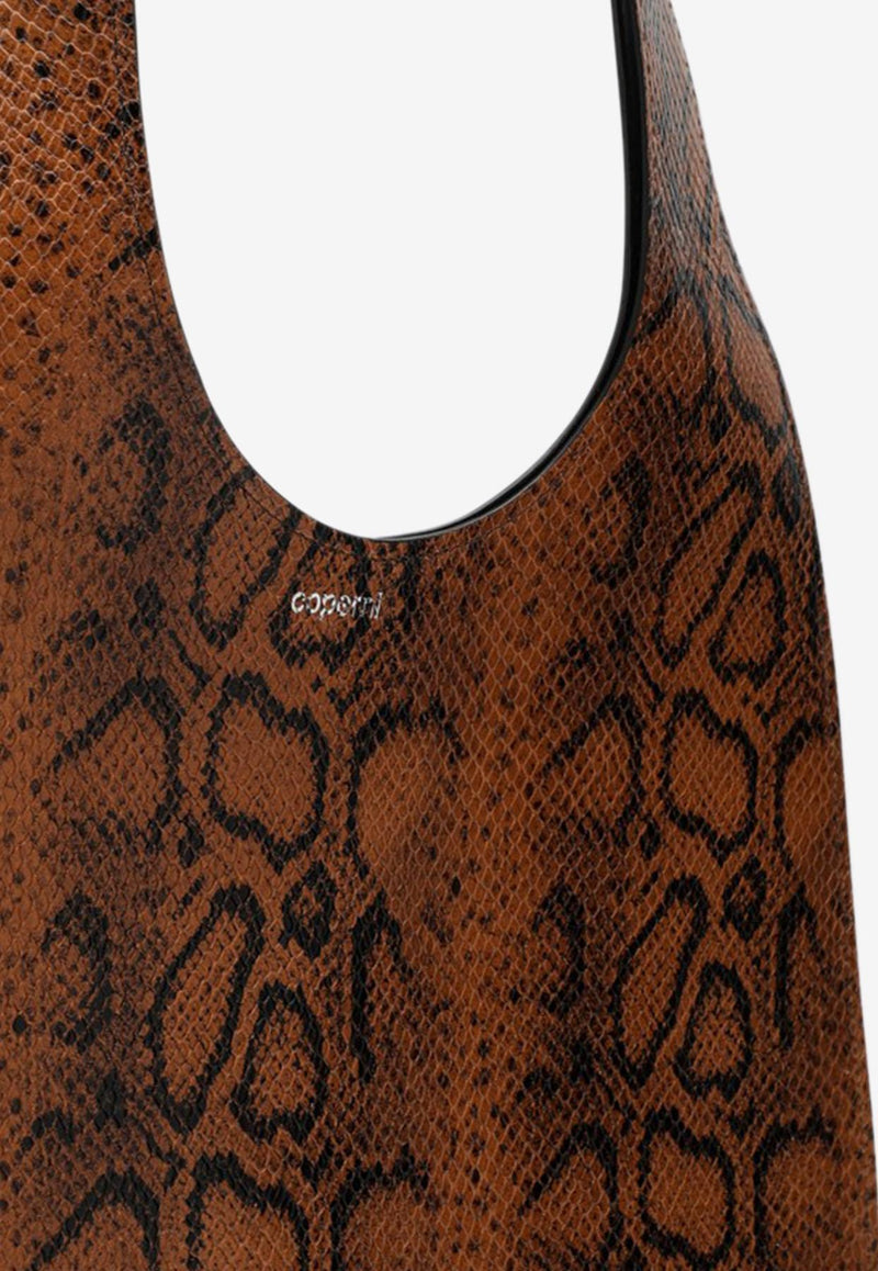 Coperni Heart Tote Bag in Snake Print Leather Brown COPBA14F6003LE/P_COPE-BRW