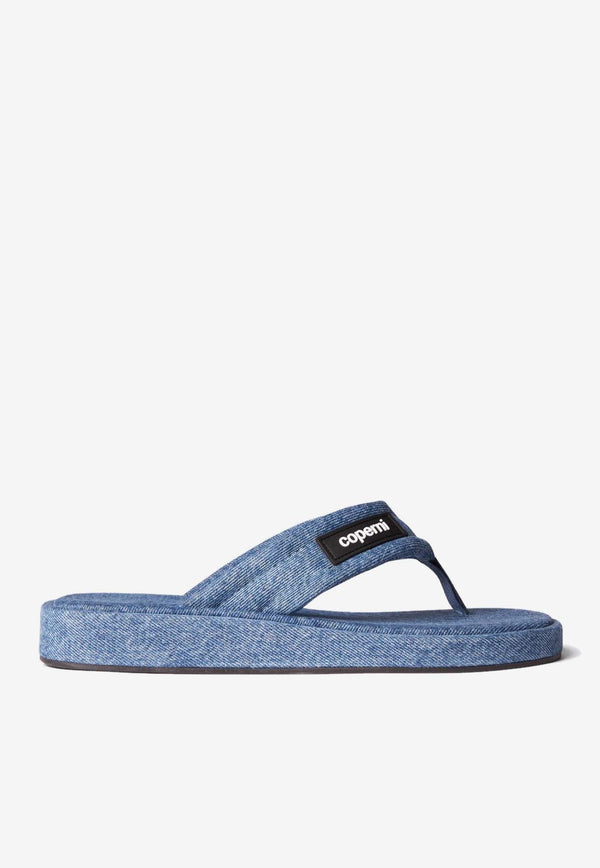 Coperni Logo Tag Denim Flip-Flops Blue COPSH37202_000_WASBLU