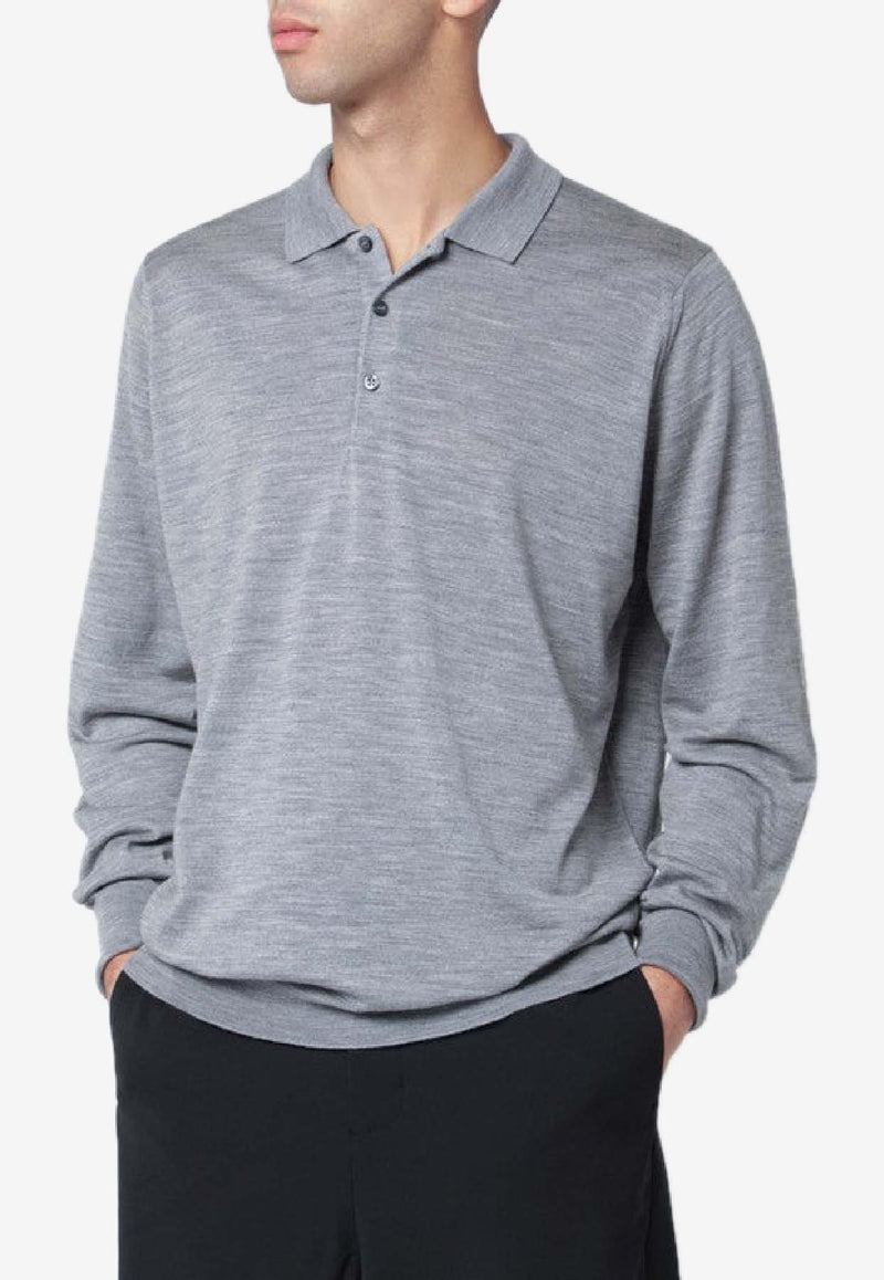 John Smedley Long-Sleeved Wool Polo T-shirt Gray COTSWOLDWO/R_JOHSM-SI