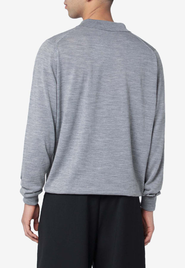 John Smedley Long-Sleeved Wool Polo T-shirt Gray COTSWOLDWO/R_JOHSM-SI