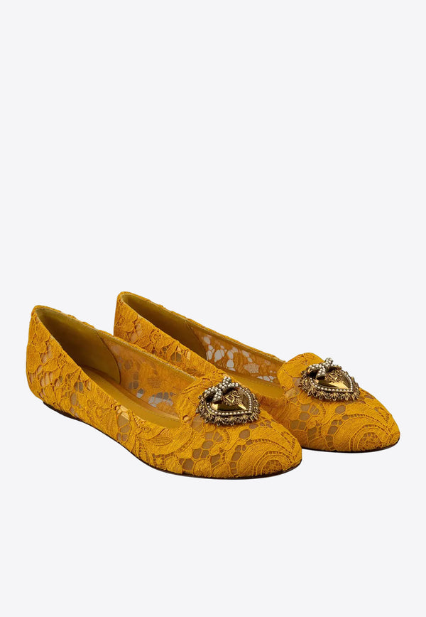 Dolce & Gabbana  Vally Taormina Lace Devotion Ballet Flats Yellow CP0010 AL198 80211