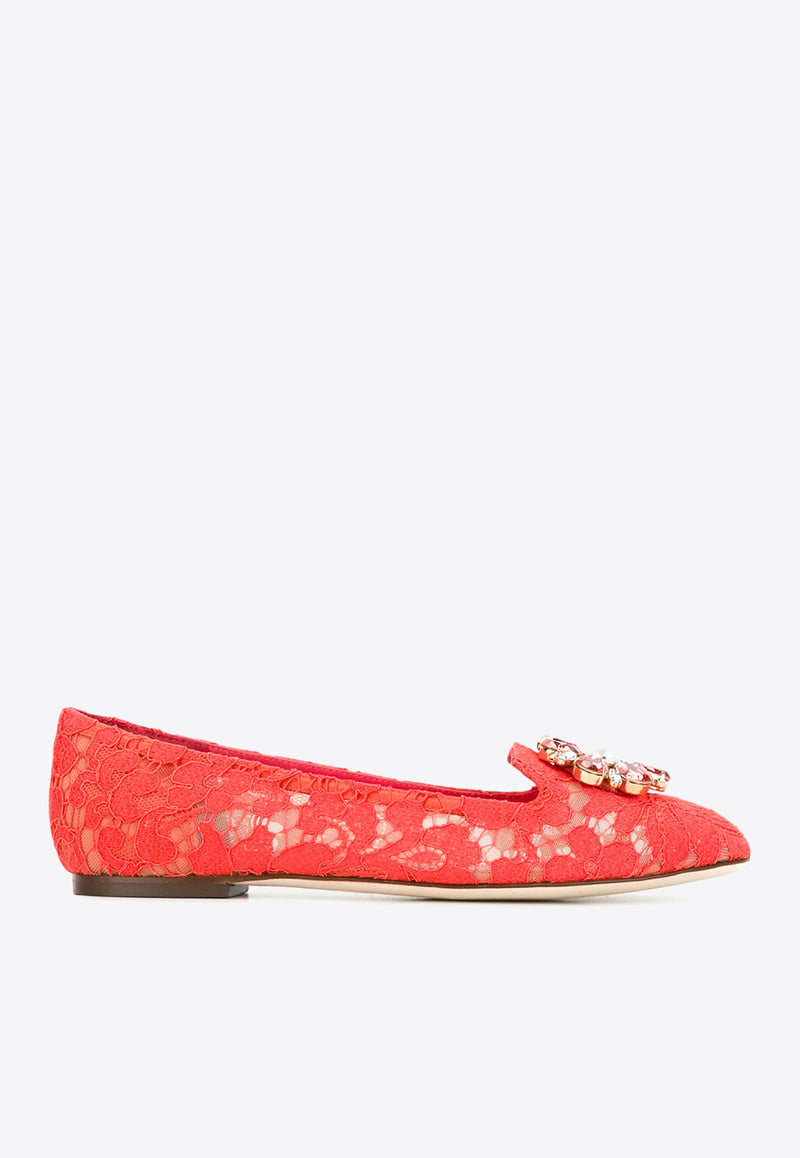 Dolce & Gabbana  Vally Taormina Lace Ballet Flats Red CP0010 AL198 80303