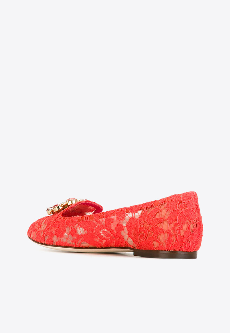 Dolce & Gabbana  Vally Taormina Lace Ballet Flats Red CP0010 AL198 80303