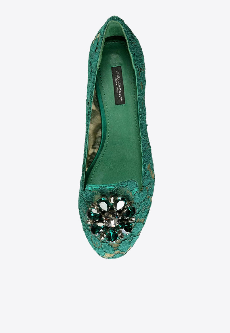 Dolce & Gabbana  Vally Taormina Lace Ballet Flats Green CP0010 AL198 8M072