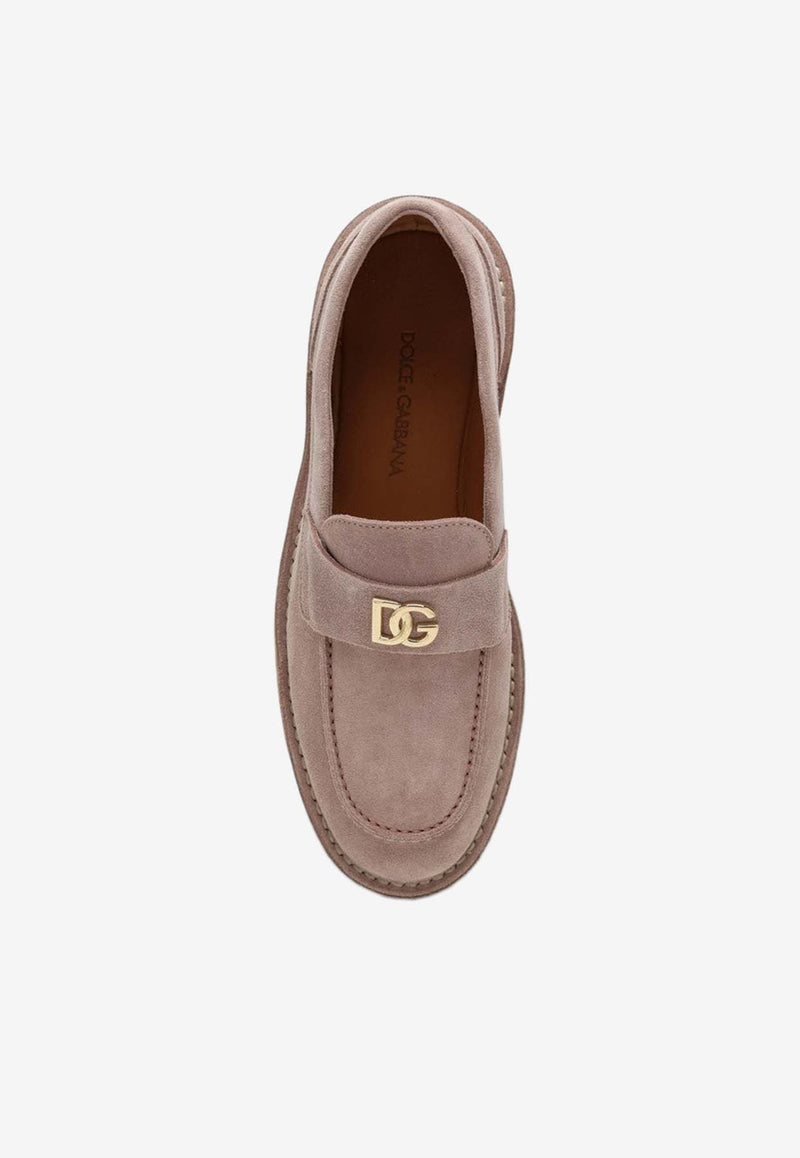 Dolce & Gabbana DG Logo Suede Loafers Pink CP0182AS707/P_DOLCE-8H424