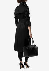 Tom Ford Double-Breasted Trench Coat with Leather Undercollar Black CP1641-FAX1532 LB999