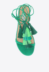 Aquazzura Capri Tassel Nappa Leather Flat Sandals Green CPTFLAS0_SUE_REM