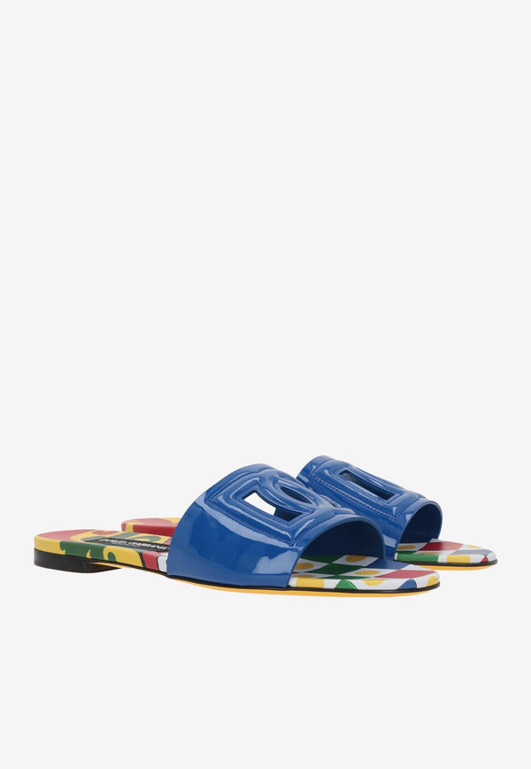 Dolce & Gabbana DG Logo Flat Sandals in Calf Leather Multicolor CQ0436 AN853 80661