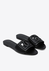 Dolce & Gabbana Bianca DG Logo Leather Slides Black CQ0436AY329/S_DOLCE-80999
