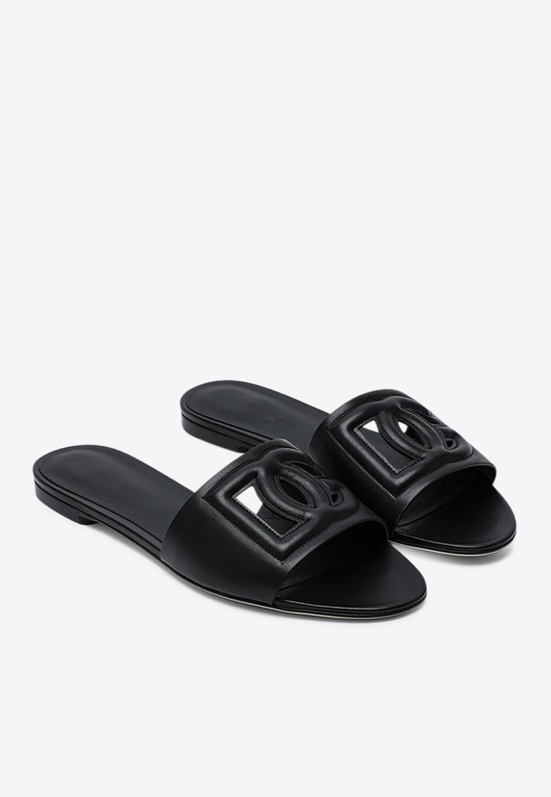 Dolce & Gabbana Bianca DG Logo Leather Slides Black CQ0436AY329/S_DOLCE-80999