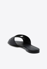 Dolce & Gabbana Bianca DG Logo Leather Slides Black CQ0436AY329/S_DOLCE-80999