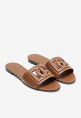 Dolce & Gabbana Bianca DG Logo Leather Slides Brown CQ0436AY329/S_DOLCE-81236