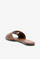 Dolce & Gabbana Bianca DG Logo Leather Slides Brown CQ0436AY329/S_DOLCE-81236