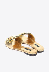 Dolce & Gabbana  DG Logo Metallic Leather Flat Sandals Gold CQ0455 A1016 87080