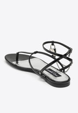 Dolce & Gabbana Lock Chain Leather Flat Sandals CQ0584A1471/O_DOLCE-80999