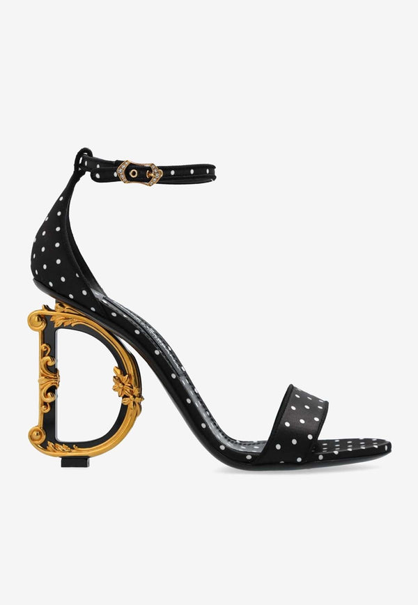 Dolce & Gabbana Keira 105 Polka Dot Print DG Baroque Sandals CR0739 AW139 HN56W Black