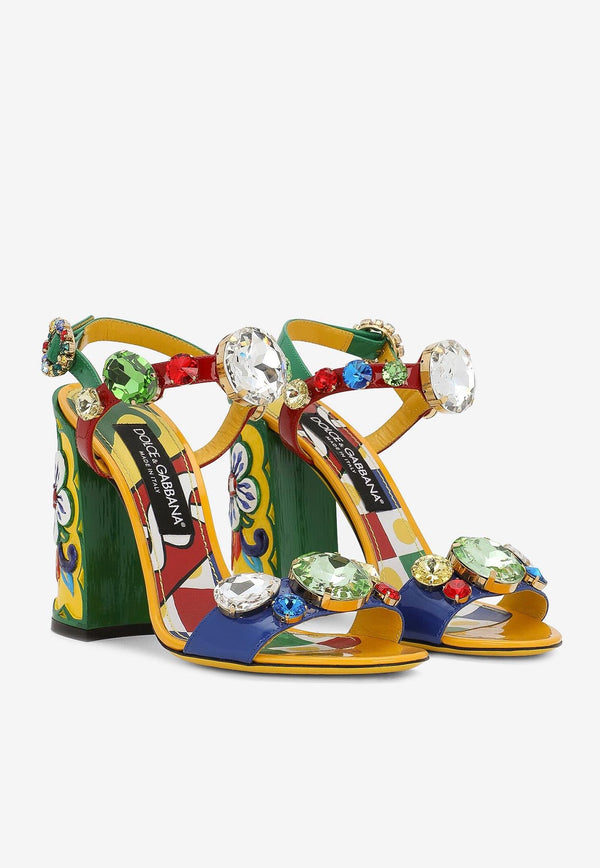 Dolce & Gabbana Keira 105 Patent Leather Sandals with Gemstone Embellishments Multicolor CR1354 AN252 80995