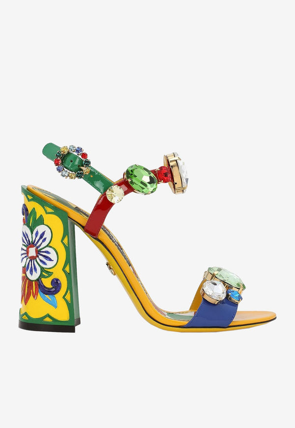 Dolce & Gabbana Keira 105 Patent Leather Sandals with Gemstone Embellishments Multicolor CR1354 AN252 80995