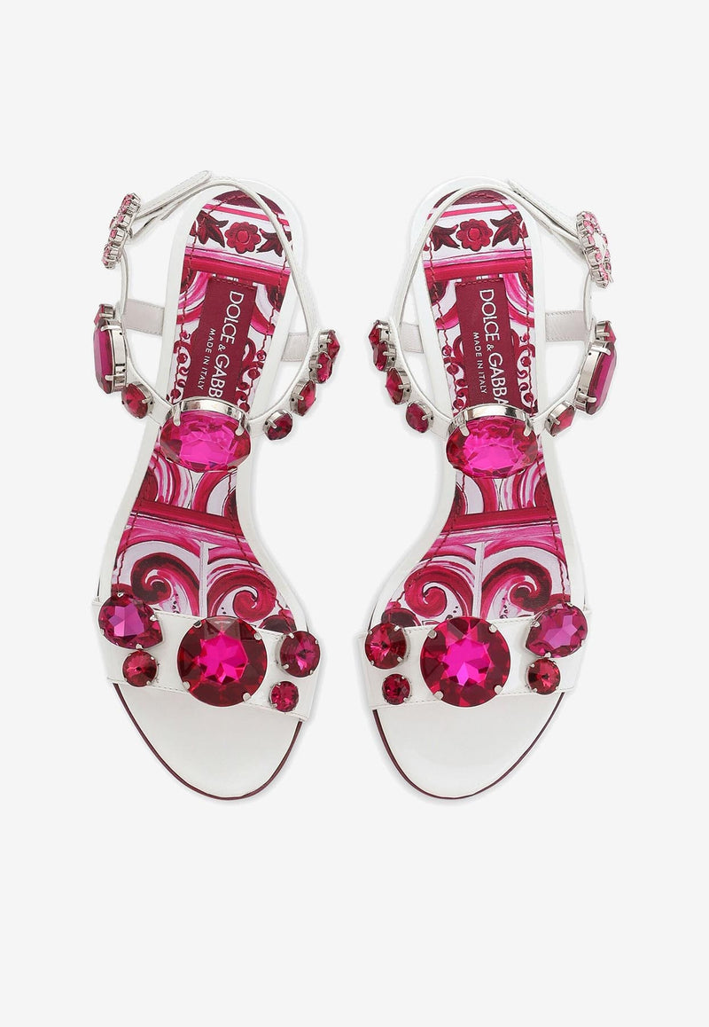 Dolce & Gabbana 60 Embellished Sandals in Patent Leather Multicolor CR1355 AN196 8B902